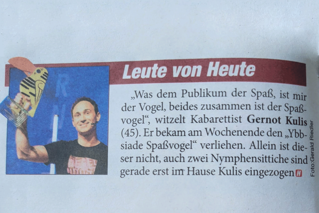 Leute von Heute - Gernot Kulis erhält Spaßvogel der Ybbsiade 2022