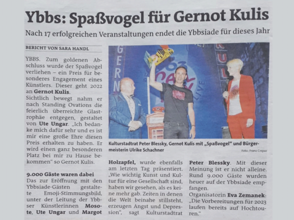 Read more about the article Pressebeitrag „Ybbs kürt den Spaßvogel“
