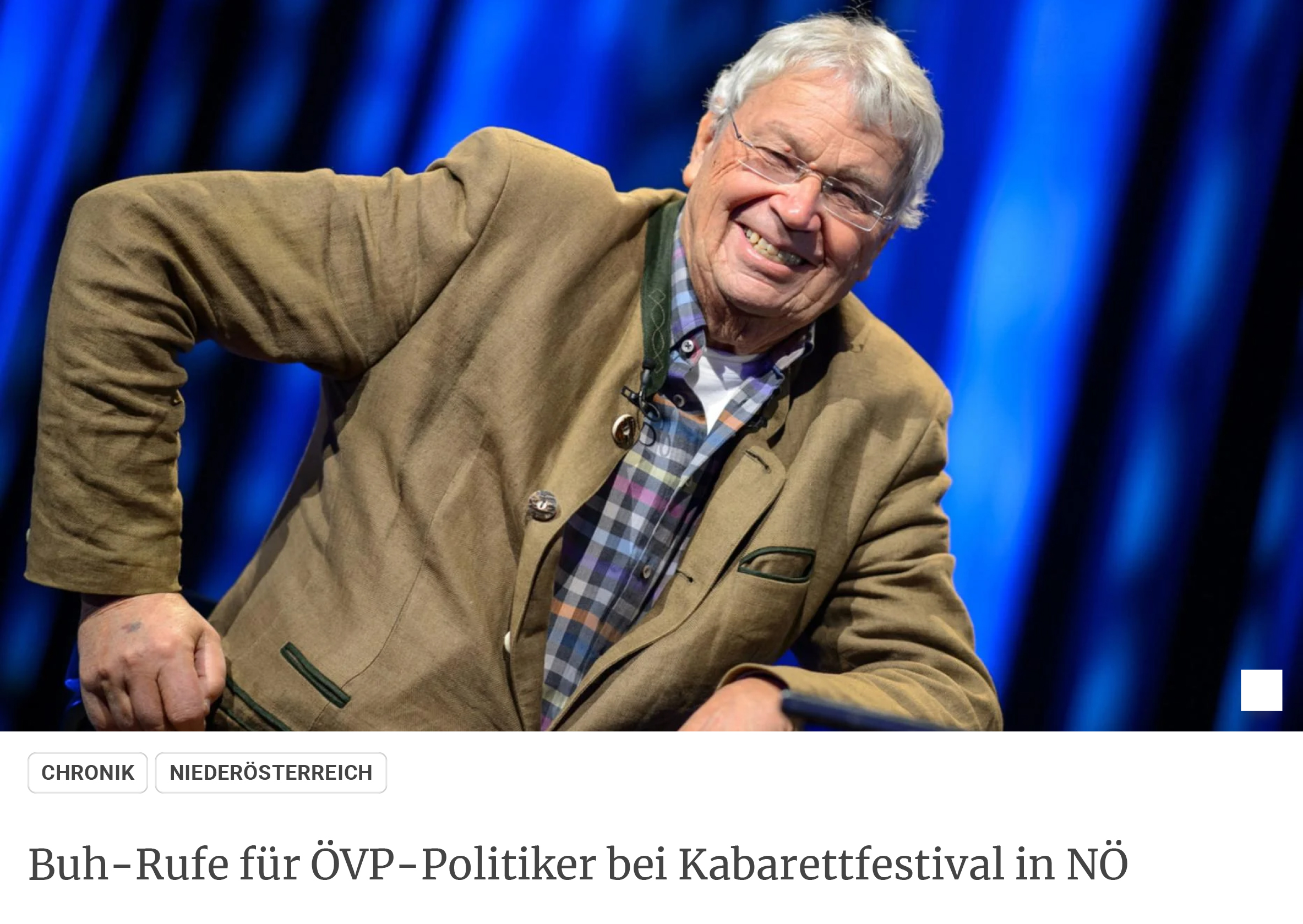 You are currently viewing Pressebeitrag „Buh-Rufe für ÖVP-Politiker bei Kabarettfestival in NÖ“