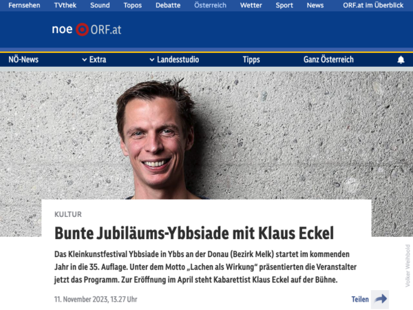 Read more about the article ORF-Bericht „Bunte Jubiläums-Ybbsiade mit Klaus Eckel“