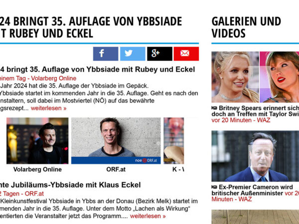 Read more about the article Pressebeitrag „2024 bringt 35. Auflage von Ybbsiade mit Rubey und Eckel“