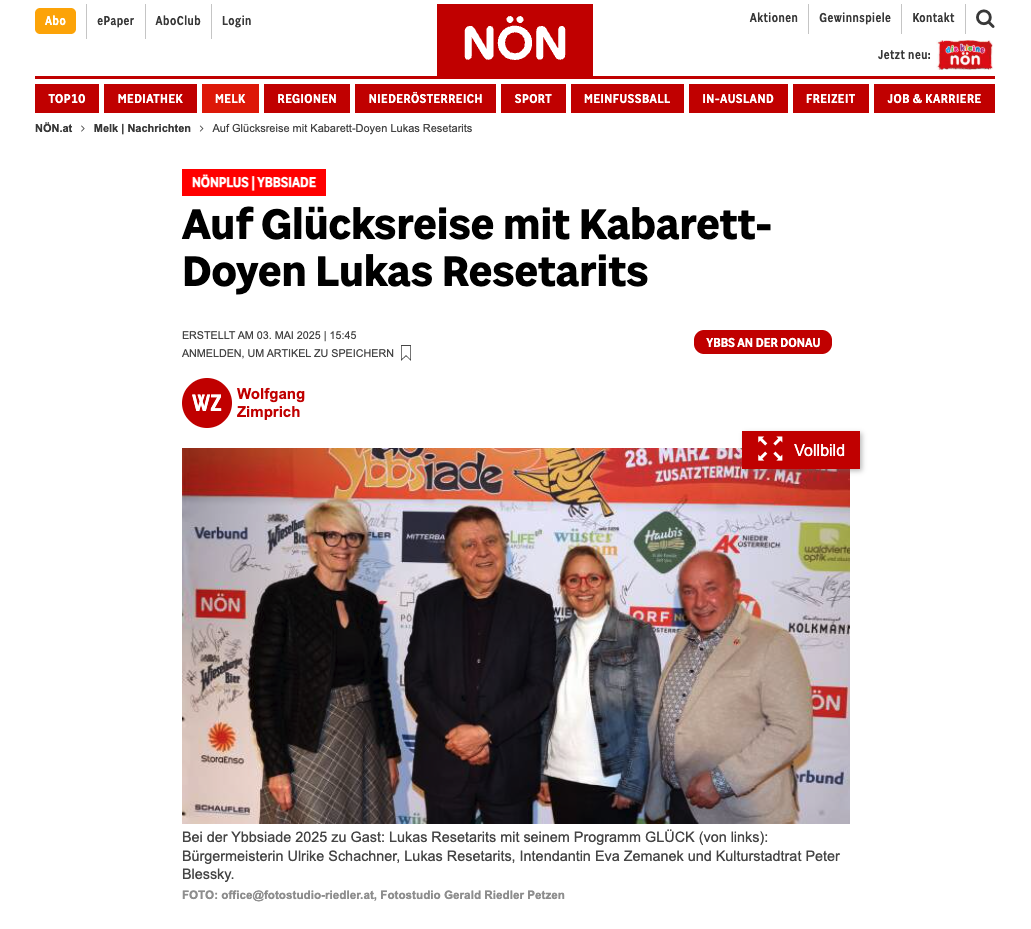 You are currently viewing Pressebeitrag „Auf Glücksreise mit Kabarett-Doyen Lukas Resetarits“