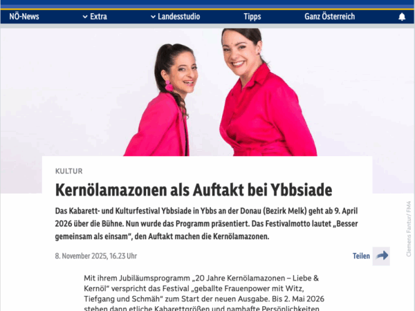 Mehr über den Artikel erfahren Pressebeitrag noe.orf.at „Kernölamazonen als Auftakt bei Ybbsiade“