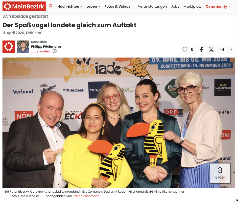 Du betrachtest gerade Pressebeitrag MeinBezirk „Der Spaßvogel landete gleich zum Auftakt“