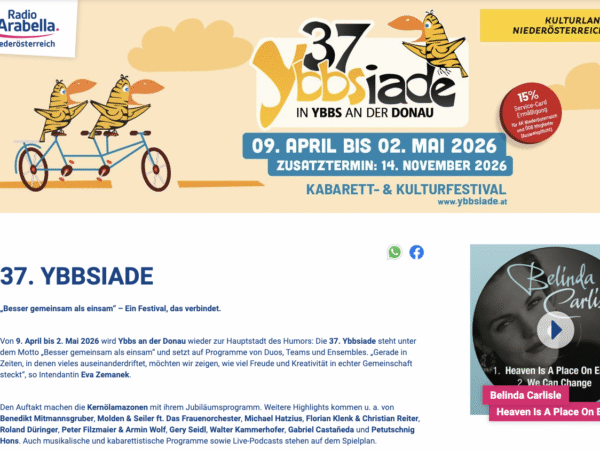 Mehr über den Artikel erfahren Pressebeitrag Radio Arabella „37. Ybbsiade“