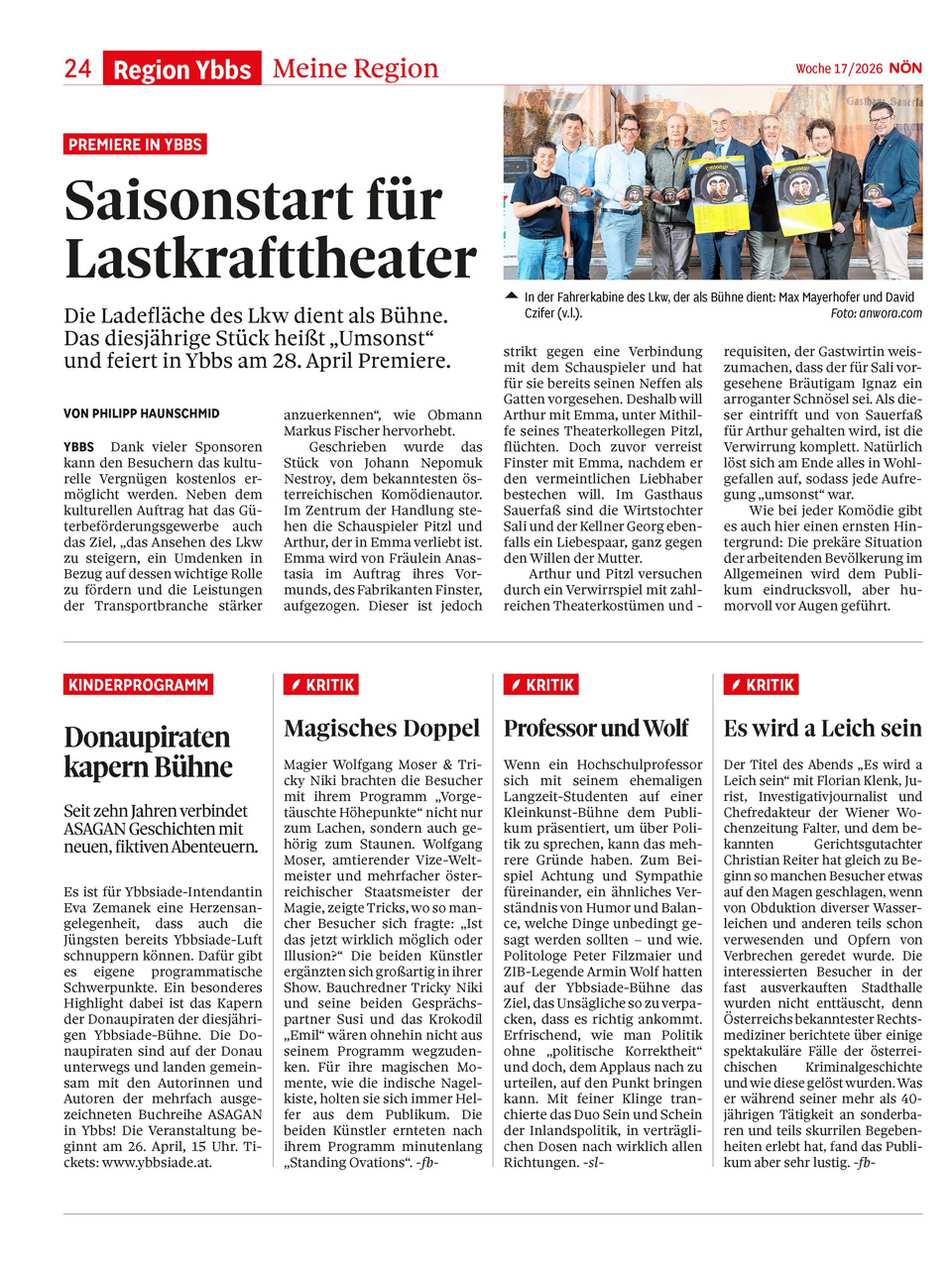 Du betrachtest gerade Pressebeitrag „NÖN Ybbsiade Pressebericht 22.04.2026“